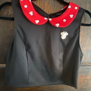 Minnie Mouse crop top with Peter Pan collar.